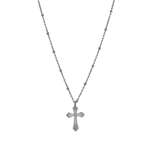 collier pendentif croix argenté Hazanellie