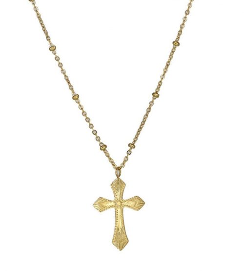 collier pendentif croix doré chainette Hazanellie